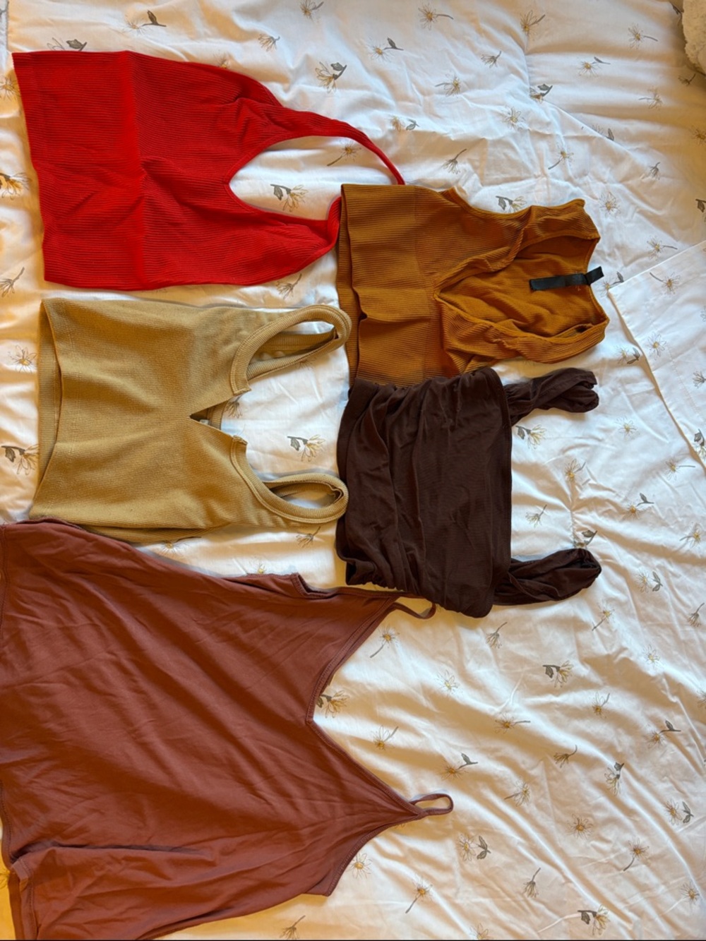 Women’s Ribbed Tank Top in Red, Mustard, Tan, Brown